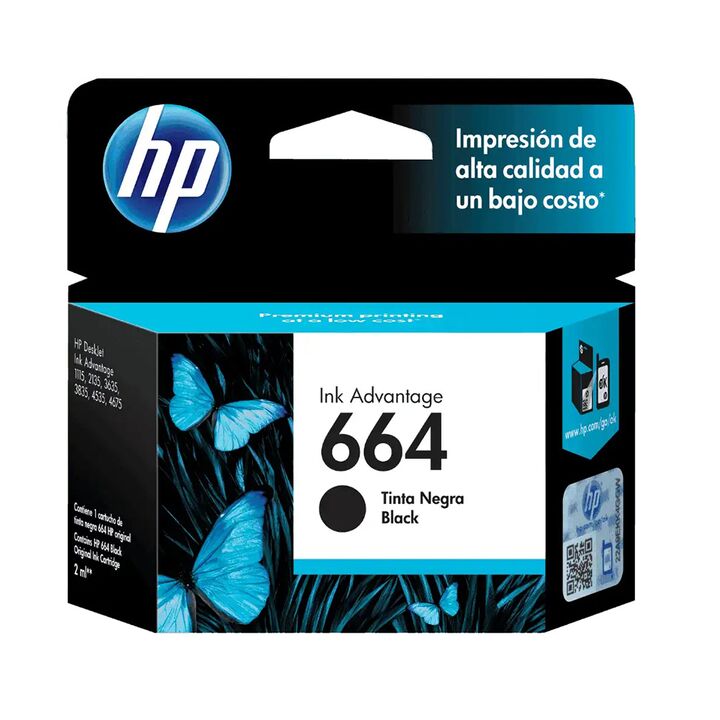 Cartucho de Tinta HP 664 F6V29AL NEGRO original 3775 4535 - Vista principal
