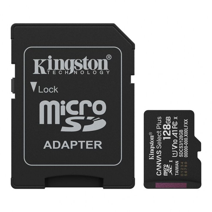 MicroSD KINGSTON 128 GB c|Adap Gen3 100MB|s Canvas S Plus CL10 - Vista principal