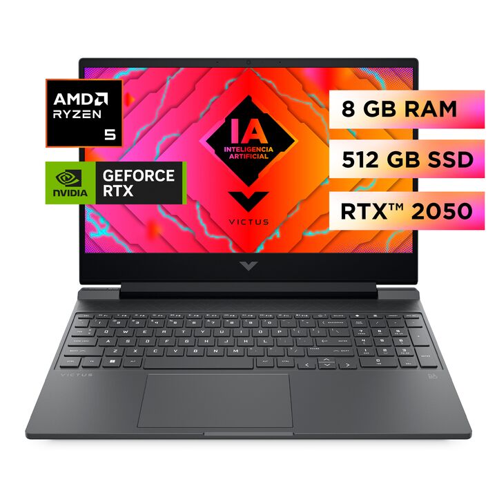 NOTEBOOK HP VICTUS (15-FD2026LA) R5-8645HS 8GB 512 SSD RTX 2050 4GB 15.6" FHD W11H SL (A14LTLA#ABM) - Vista principal