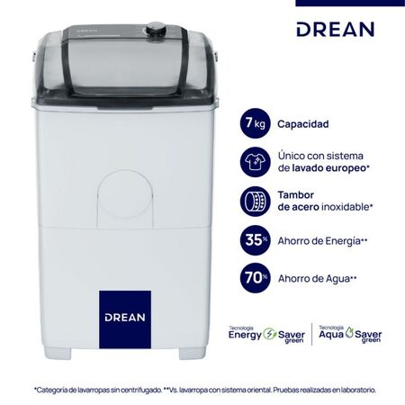Lavarropas Semiautomatico Drean Ltdr79Sb0 7Kg Carga Superior