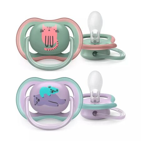 Set De Chupetes Avent Ultra Air Deco X2 6-18M Gato Y Koala SCF085/18