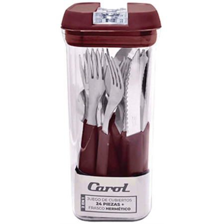 Juego De Cubiertos Carol 24 Piezas Borravino Frasco Hermetico 42224
