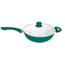 Wok Con Mango Y Tapa De Vidrio. D26 Cm Aqua Carol 47126 AQU - Miniatura 1