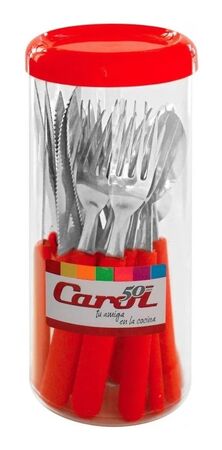Juego De Cubiertos Clasicos Rojo Tarro Transp. Carol 42024 - ROJO