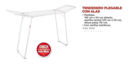 TENDEDERO HILGERT PLEGABLE CON ALAS ACERO BLANCO