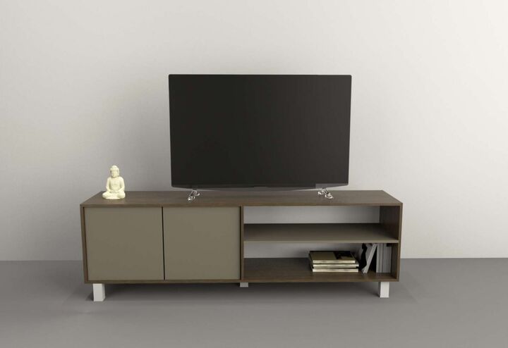 Mesa Tv Hasta 75 2 Puertas Nogal L.|gris C. Tables - Vista principal
