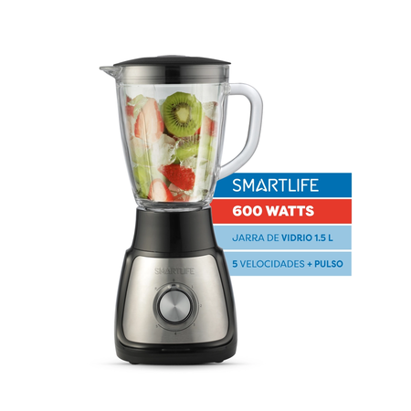 Licuadora Smartlife BL1055PN Jarra Vidro 1.5L 600W 5V