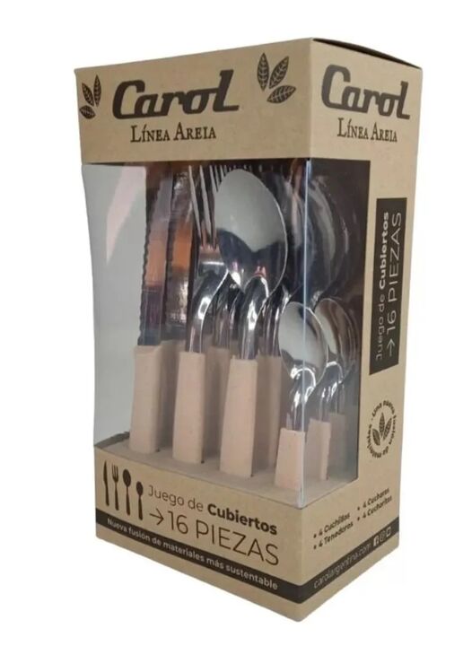 Juego De Cubiertos 16 Piezas Carol Areia Damasco 31116-ARD - Vista principal