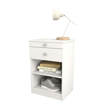 Mesa De Luz Con Desayunador - Blanco Tables