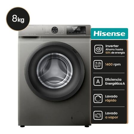 Lavarropas Automatico Hisense 8 kg 1400 Rpm Inverter Gris