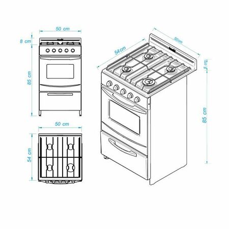 Cocina Escorial Candor S2 Gas NATURAL 4 Hornallas Blanca