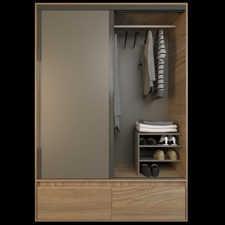 Placard Corredizo 1,50 2 Cajones 2 Zapateros Olmo F. Gris C. Tables - Vista principal