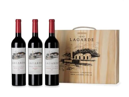 Estuche De Madera Vinos Por 3 Botellas Lagarde G-AC043