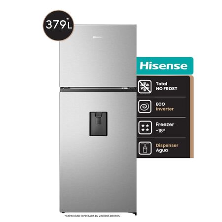 Heladera Hisense RT3N375NMC 379L No Frost Inverter Dispenser Inox