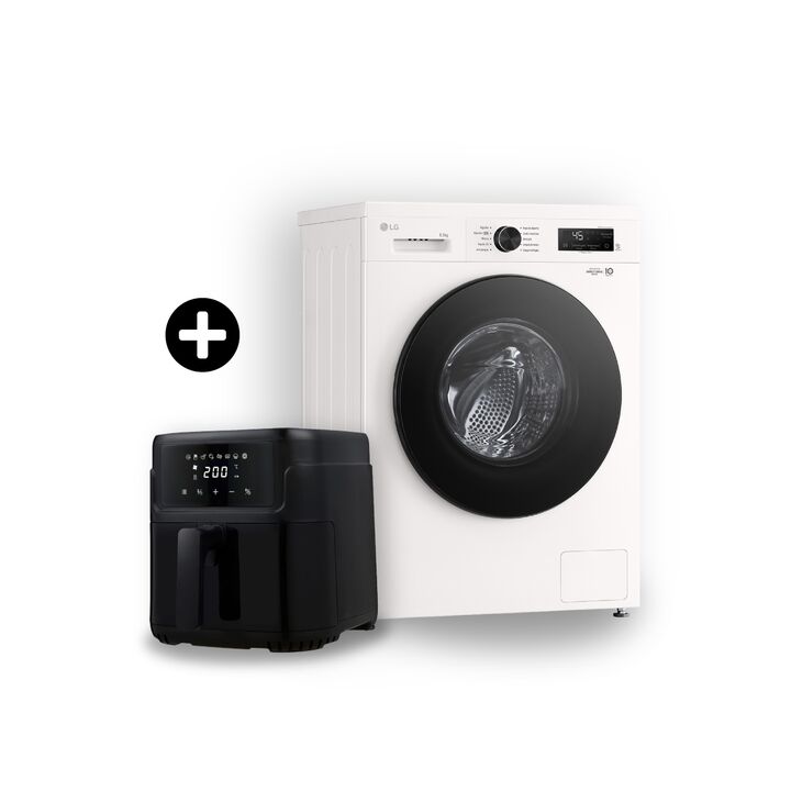 Combo Lavarropas LG Wm65gwvfs6 Y Freidora De Aire Techgo 5l Blanco - Vista principal
