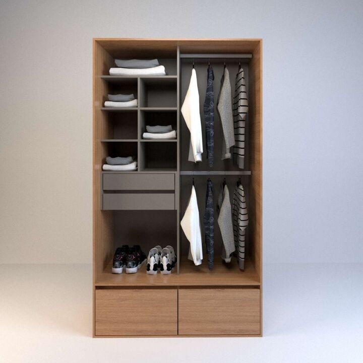 Vestidor 1,20m Alto 2caj.2zap. Olmo F.|gris C. Tables - Vista principal