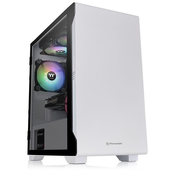 Gabinete TT S100 Mid-Tower TG Fan x1 White - Vista principal