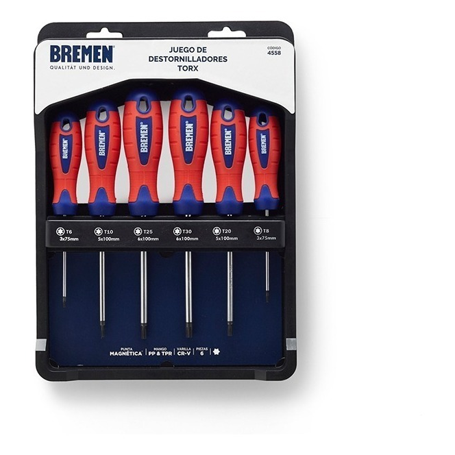 Set Destornilladores Bremen Torx 6pz Prof T6 A T30 4558 - Vista principal