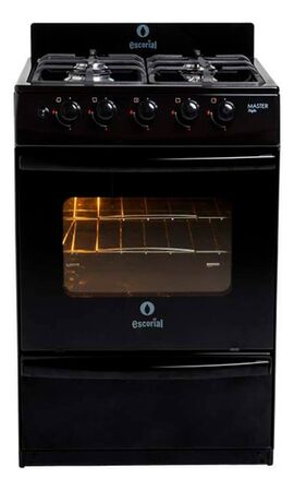 Cocina Escorial Master Style Multigas 4 Hornallas Negra
