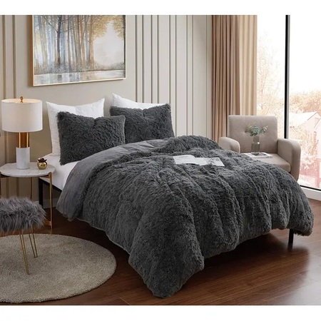 Acolchado Comercial Nevada pelo largo king gris