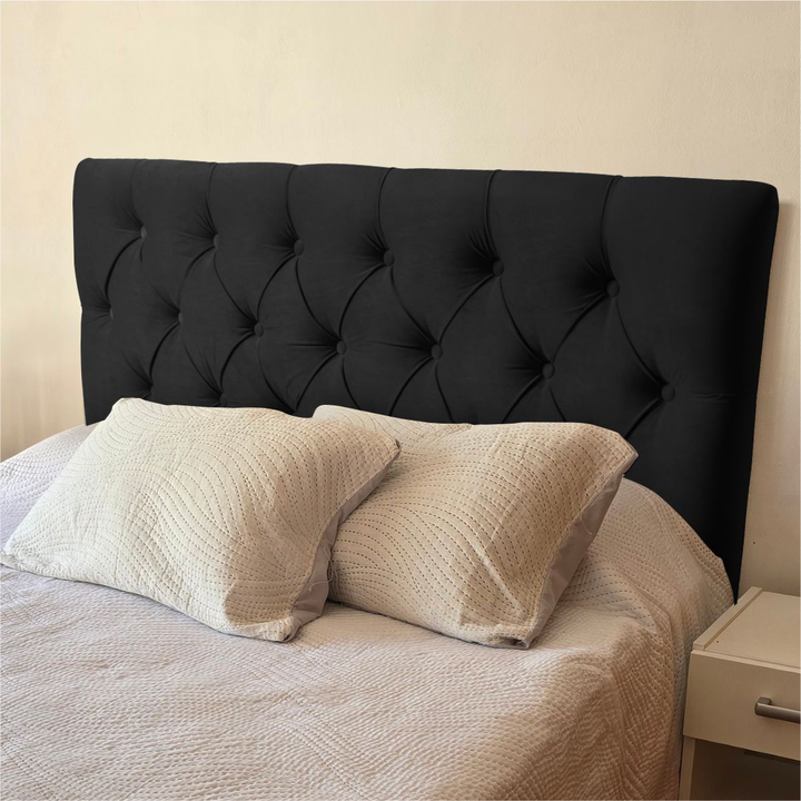 Respaldo de Cama Queen (160x120 cm) modelo Capitone Negro - Vista principal