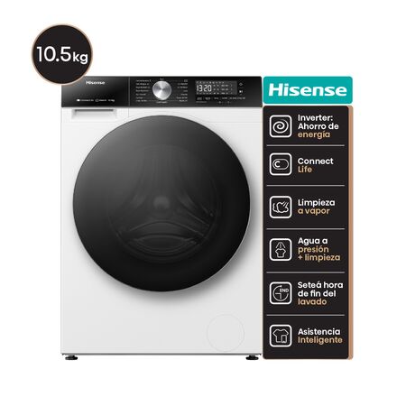 Lavarropas Hisense Wf3s1043bw Inverter Frontal 10,5kg 1400rpm A+++ 