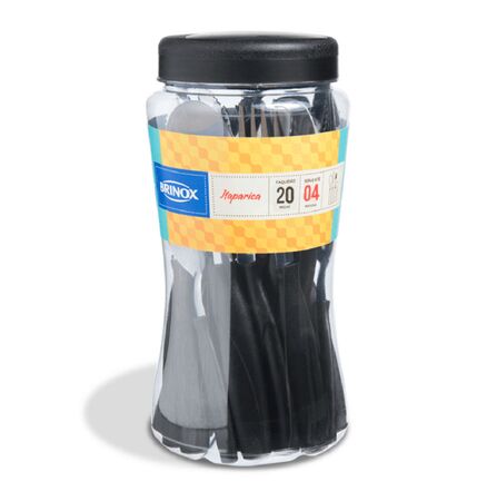 Juego De Cubiertos 20 Piezas Itaparica Negro Brinox 6000717