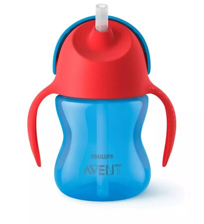 Vaso Straw Cup 200Ml. Avent . Azul Rojo SCF79601