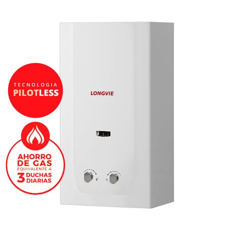 Calefon a gas LONGVIE CN514SS-E 14lts gas ENVASADO sin piloto clase A