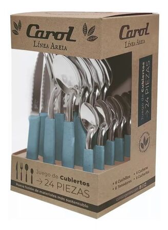 Juego De Cubiertos 24 Piezas Carol Areia Azulino 31124-ARA