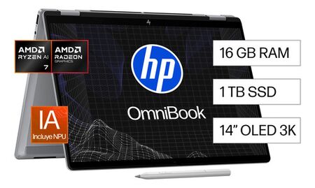 Notebook Hp Omnibook 14-fk0072la Ryzen Ai 7 16gb Ram 1tb W11