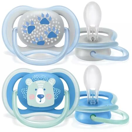 Set Chupetes Avent Ultra Air Deco X2 6-18M Gris Y Azul SCF085/03