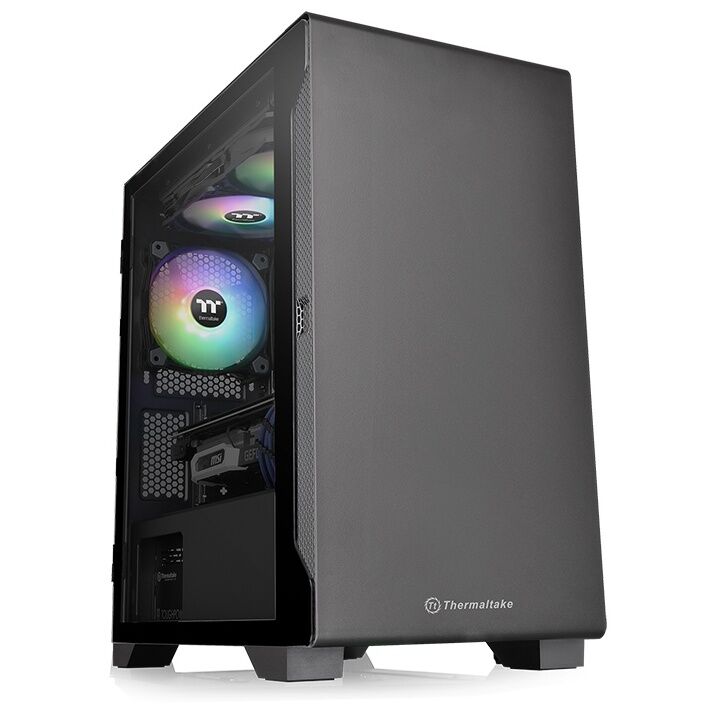 Gabinete TT S100 Mid-Tower TG Fan x1 Black - Vista principal