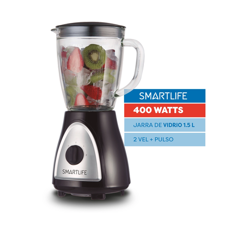 Licuadora Smartlife BL1008BPN Jarra Vidrio 1.5L  400W 