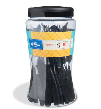 Juego De Cubiertos 42 Piezas -Negro Brinox 6000714