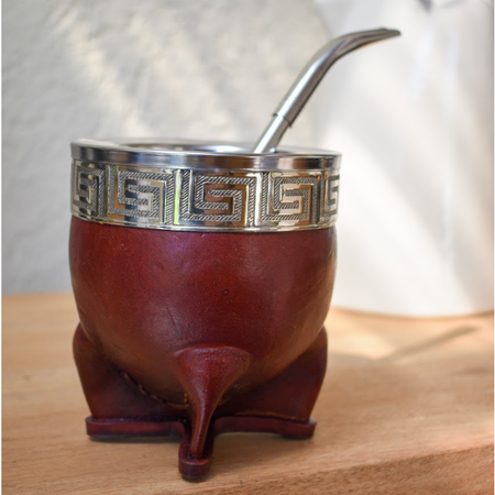 Set Bombilla + Mate Imperial Acero Borravino Guarda Egipcia