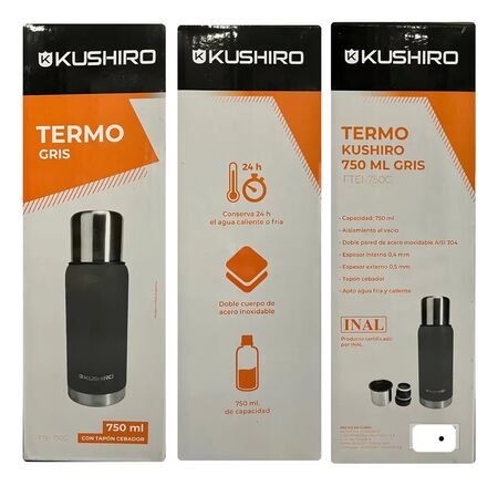 Termo Kushiro 750ml Acero doble capa 24hs 750ml