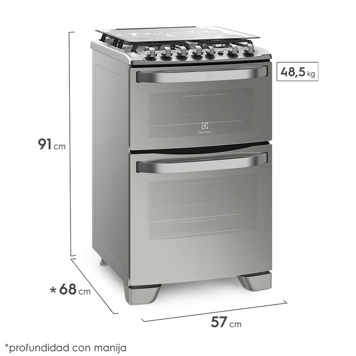 Cocina ELECTROLUX 56DXQ Doble Horno gas  electrico Inox 56CM - Vista principal