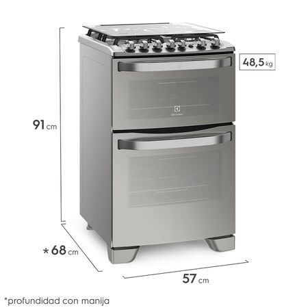 Cocina ELECTROLUX 56DXQ Doble Horno gas  electrico Inox 56CM