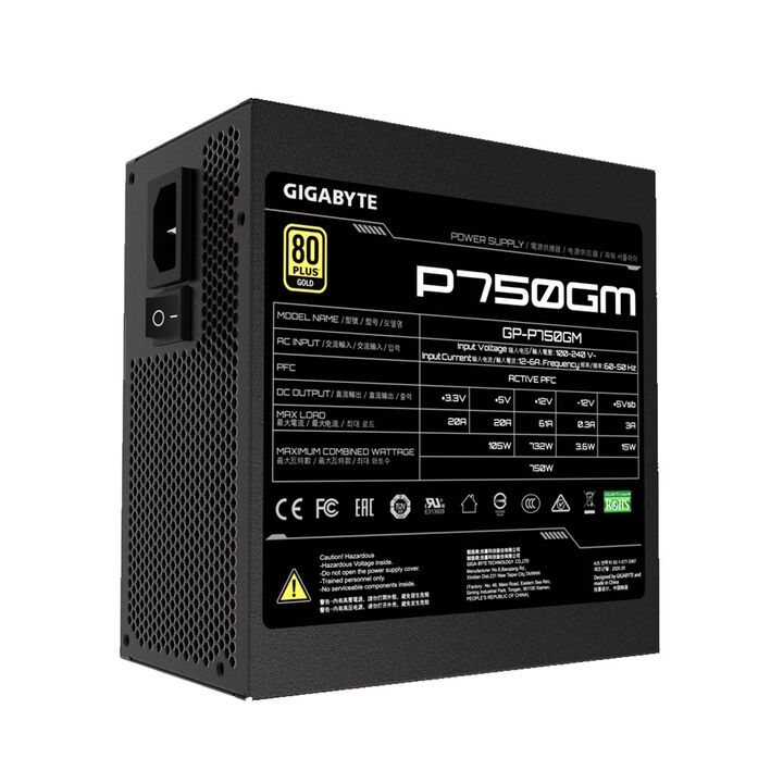 Fuente Gigabyte 750W 80 Plus Gold Modular PCIe 5.0 for VGAs - Vista principal
