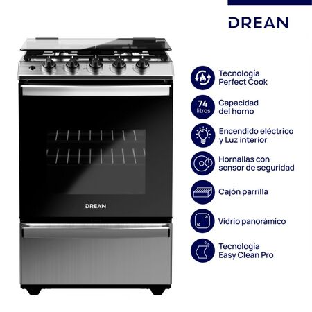 Cocina Drean Cd5614Ai0 56Cm 4 Hornallas Ix