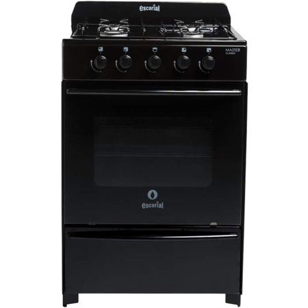 Cocina Gas Envasado Escorial Master Classic 4 Hornallas 56Cm Negro