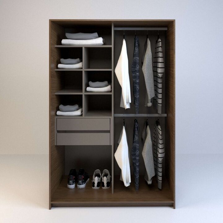 Vestidor 1,20m 2 Cajones Nogal L.|gris C. Tables - Vista principal