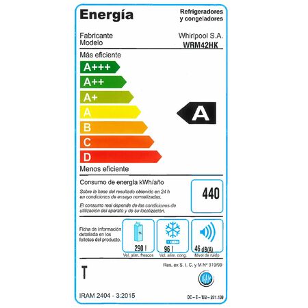 Heladera Top Mount No Frost Whirlpool Wrm42hk 386 Lts Inox