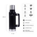 Termo Stanley Clsico 1.4 Lts C Tapn Cebador - Negro - Miniatura 5