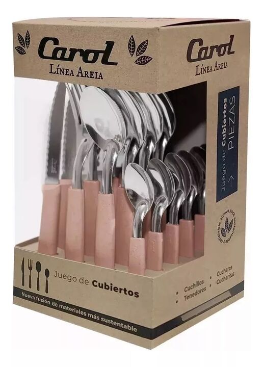 Juego De Cubiertos 16 Piezas Carol Areia Rosa 31116-ARR - Vista principal