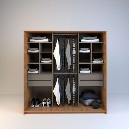 Vestidor 1,80m 4 Cajones Olmo F. Gris C. Tables