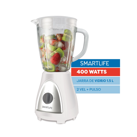 Licuadora Smartlife BL1008WPN Jarra Vidrio 1.5L 400W Bco
