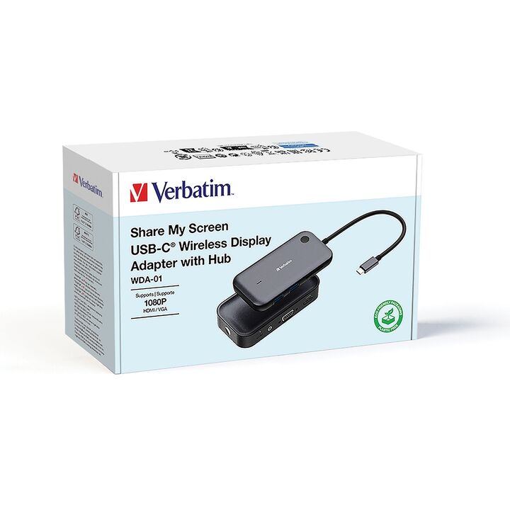 Adaptador De Pantalla Verbatim Share My Screen Usb-c De 1080p Con Concentrador Usb Y Lector De Tarje - Vista principal