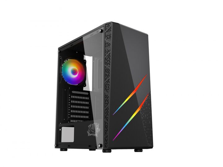 Gabinete Raptor Blaze Force TG Mid-Tower RGB Fan x2 - Vista principal